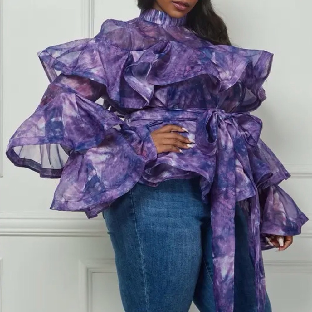 Purple Ruffled Women's Top